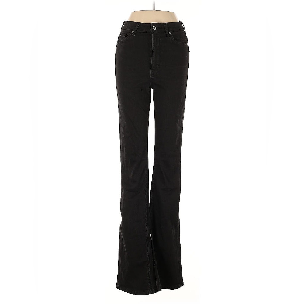 Zara Black Denim Bell Bottom Jeans with Side Slit Flare opening